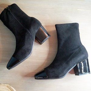 BAMBOO Black Sock Boots Faux Suede SZ 6.5 / 36